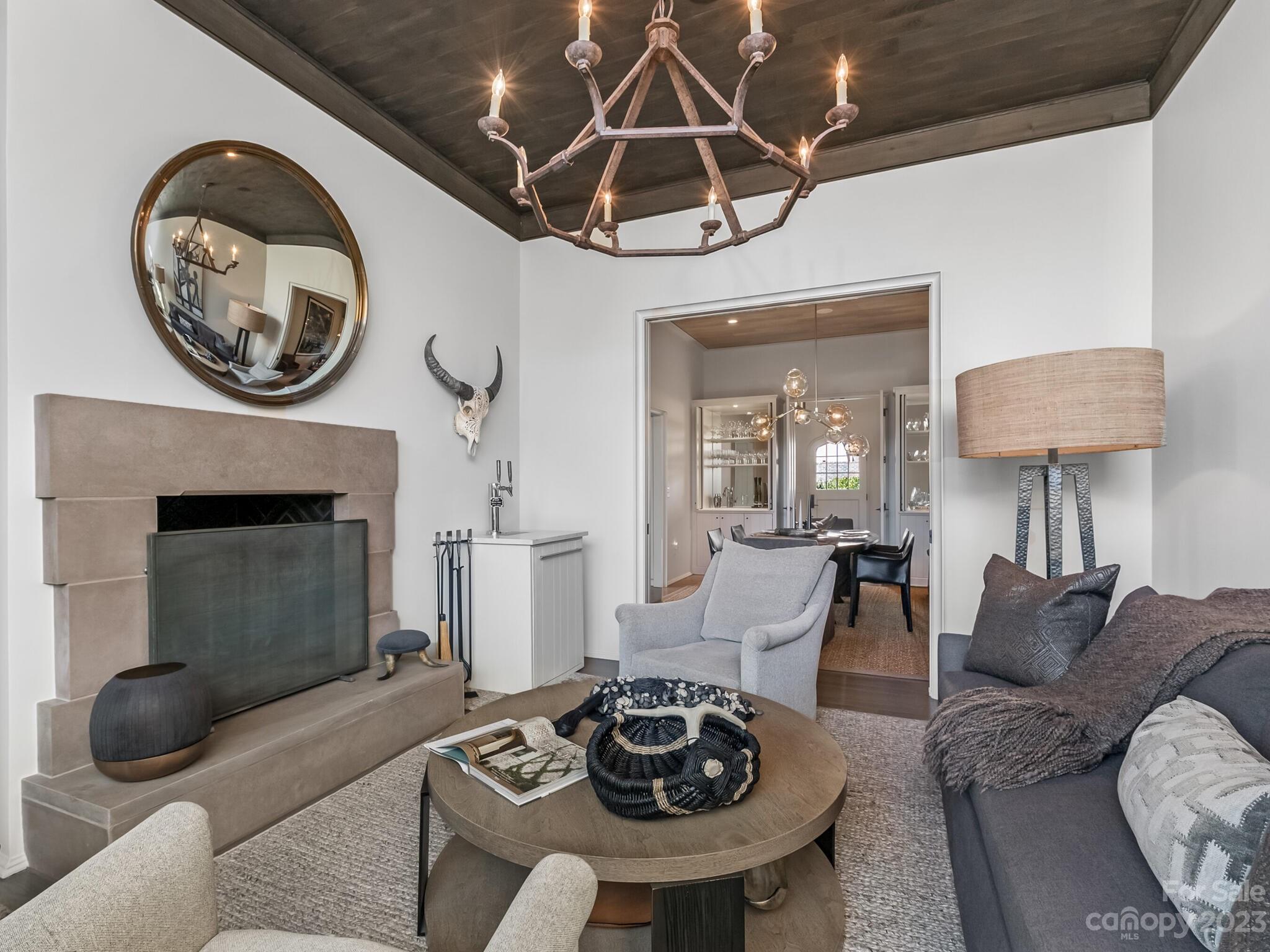 1200 Queens Road Charlotte, NC 28207 - Photo 9 of 42 a living room with furniture and a fireplace