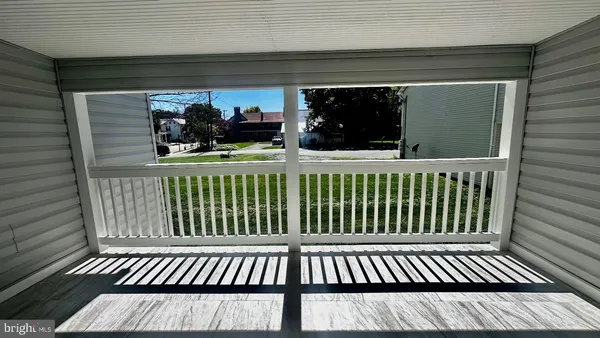 a view of a yard with large trees