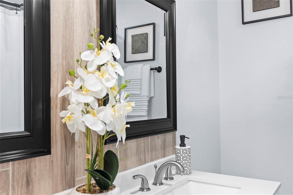 3708 North 56th Street Tampa, FL 33619 - Photo 17 of 22 a bathroom with a sink a mirror and a potted plant