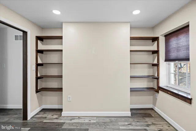 a view of an empty walk in closet