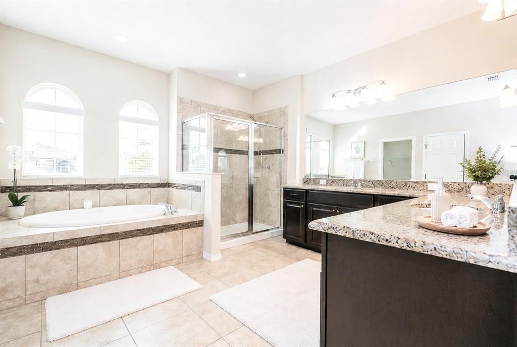 8531 Geddes Loop Orlando, FL 32836 - Photo 11 of 20 a spacious bathroom with a granite countertop tub sink and mirror