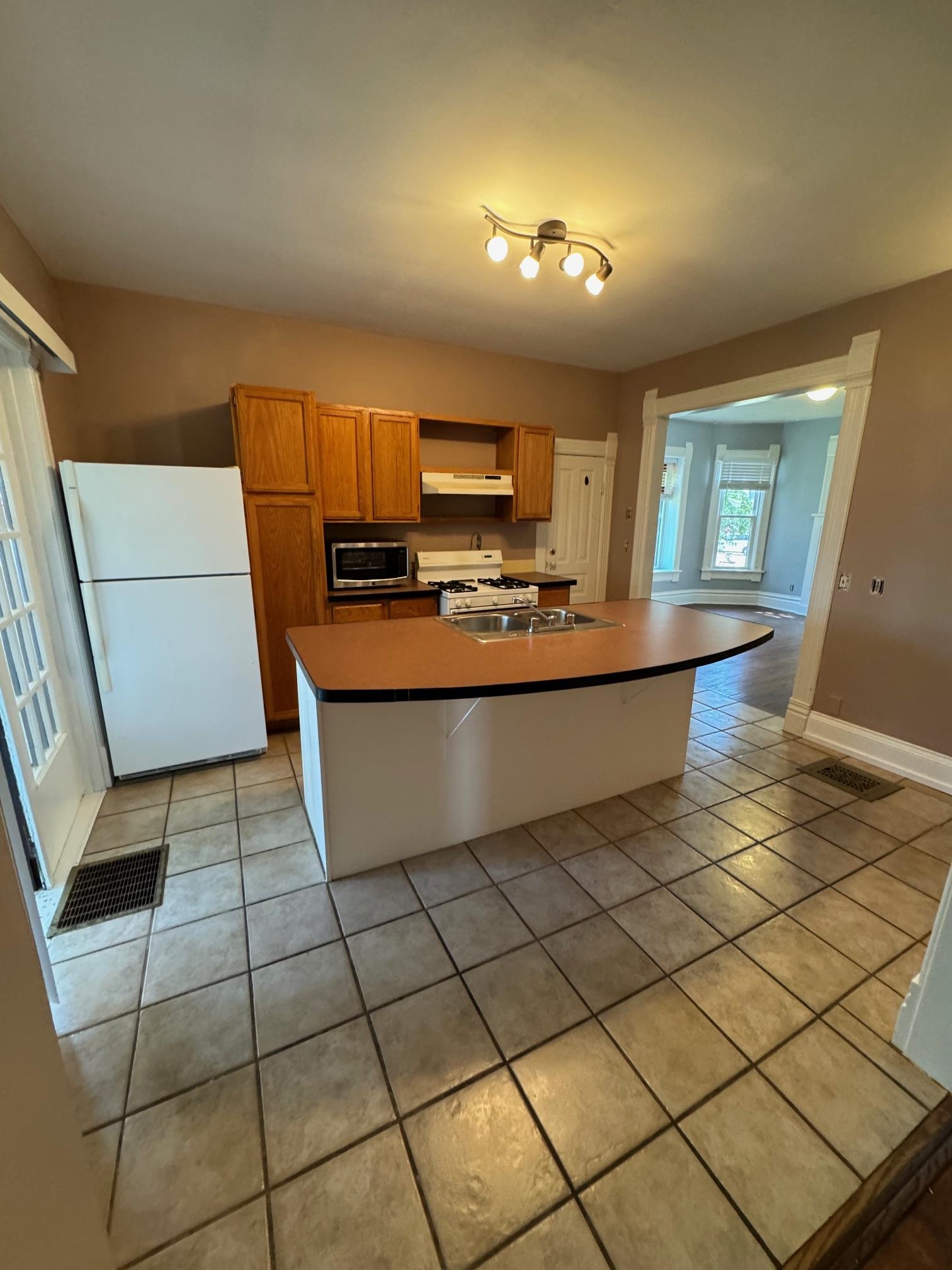 124 South Prospect Street Rockford, IL 61104 - Photo 10 of 13 a kitchen with kitchen island a sink a stove a microwave and a counter top space