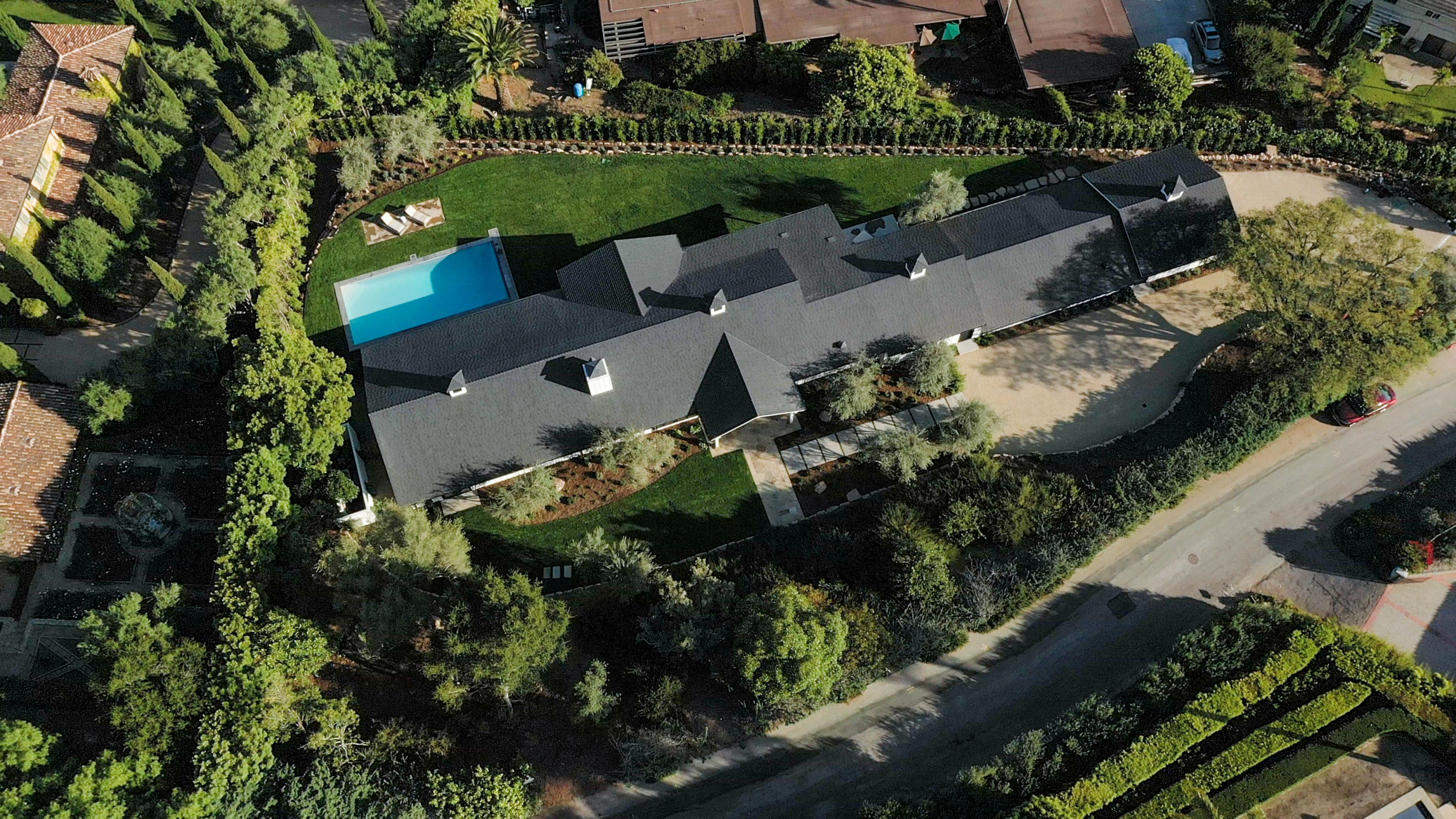 950 Brooktree Road Santa Barbara, CA 93108 - Photo 36 of 37 an aerial view of a house with a garden and lake view