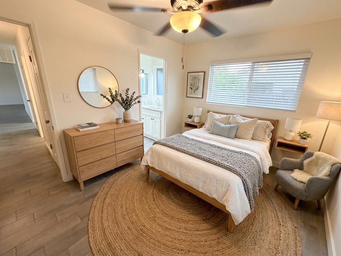 302 Sequoia Drive Exeter, CA 93221 - Photo 17 of 20 a bedroom with bed and a chandelier