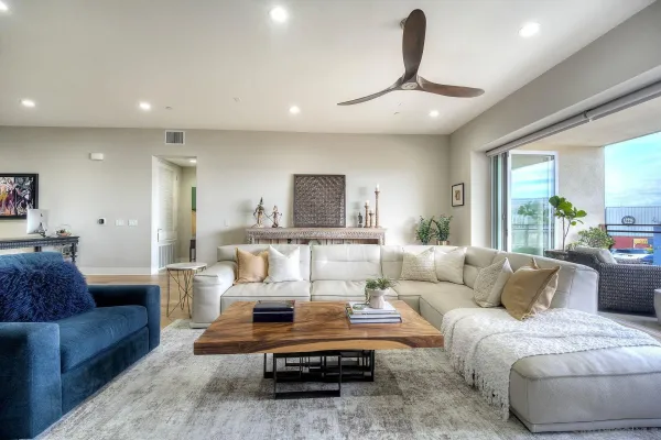 a living room with furniture