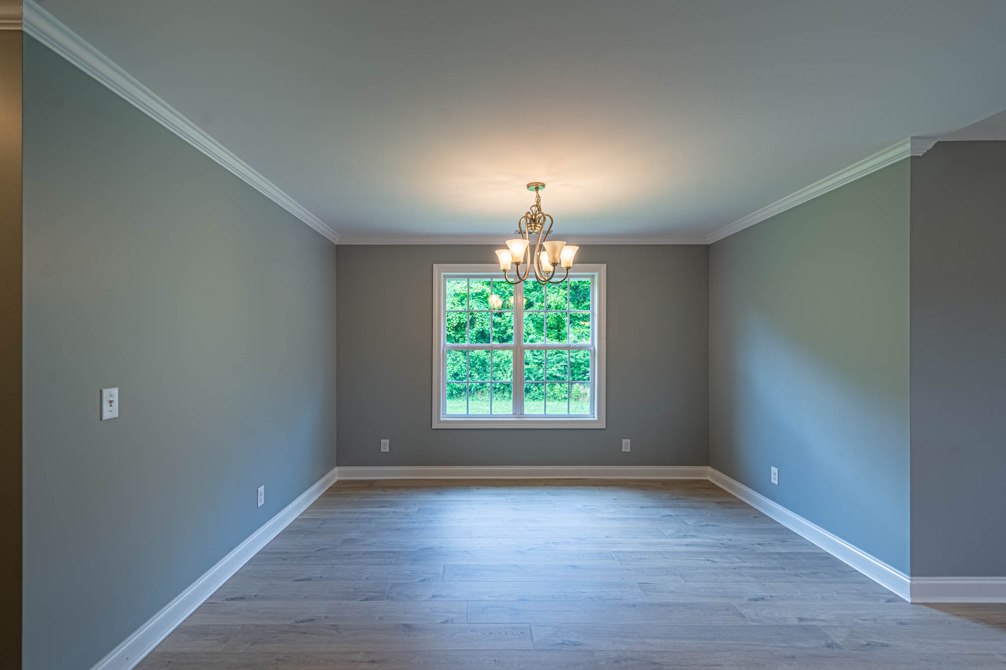 901 Cedar Pl Road Pulaski, TN 38478 - Photo 17 of 59 an empty room with wooden floor chandelier and windows