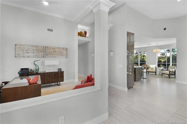 a living room with furniture