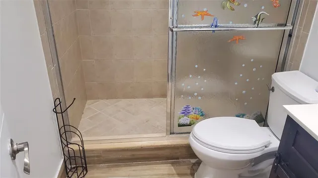a bathroom with a shower