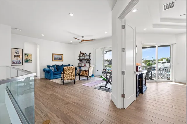a view of a living room and dining room
