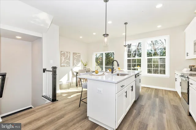 a large kitchen with a lot of counter space