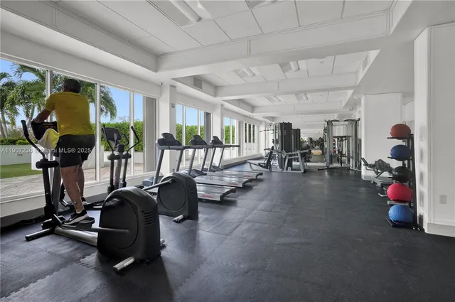 a view of a room with gym equipment