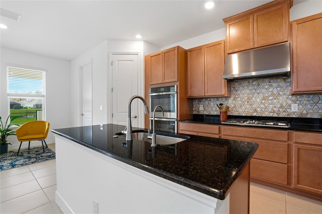34068 Castaway Loop Wesley Chapel, FL 33543 - Photo 11 of 65 a kitchen with stainless steel appliances granite countertop a sink a stove and cabinets