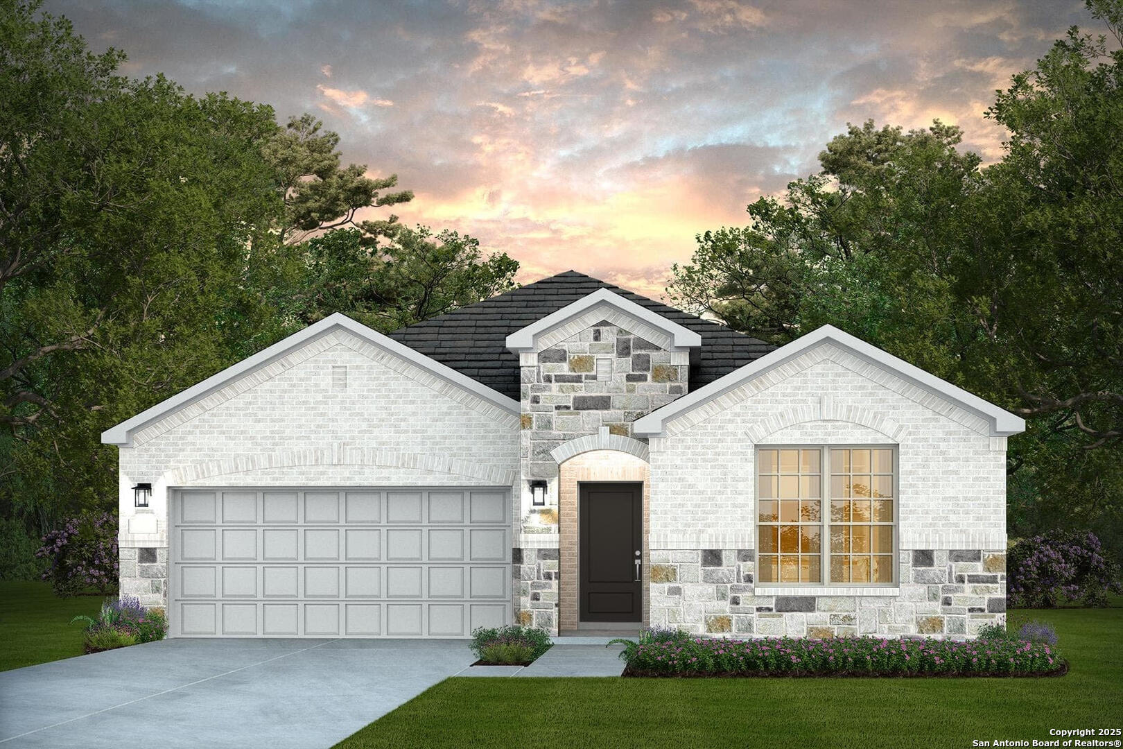 front view of a house with a yard