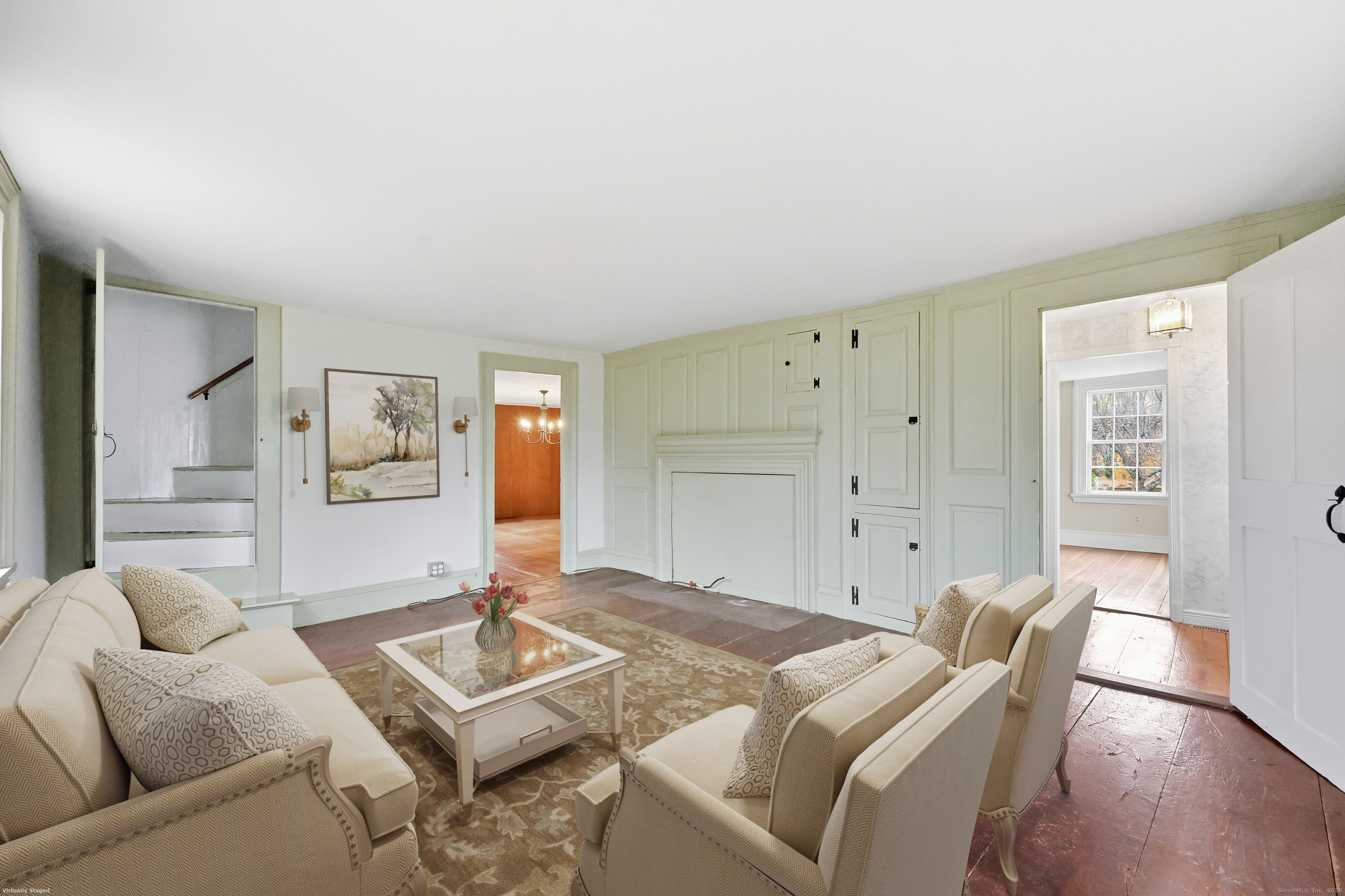 268 Main Street Durham, CT 06422 - Photo 10 of 40 Living room with 1-of-2 staircases leading to upper level.