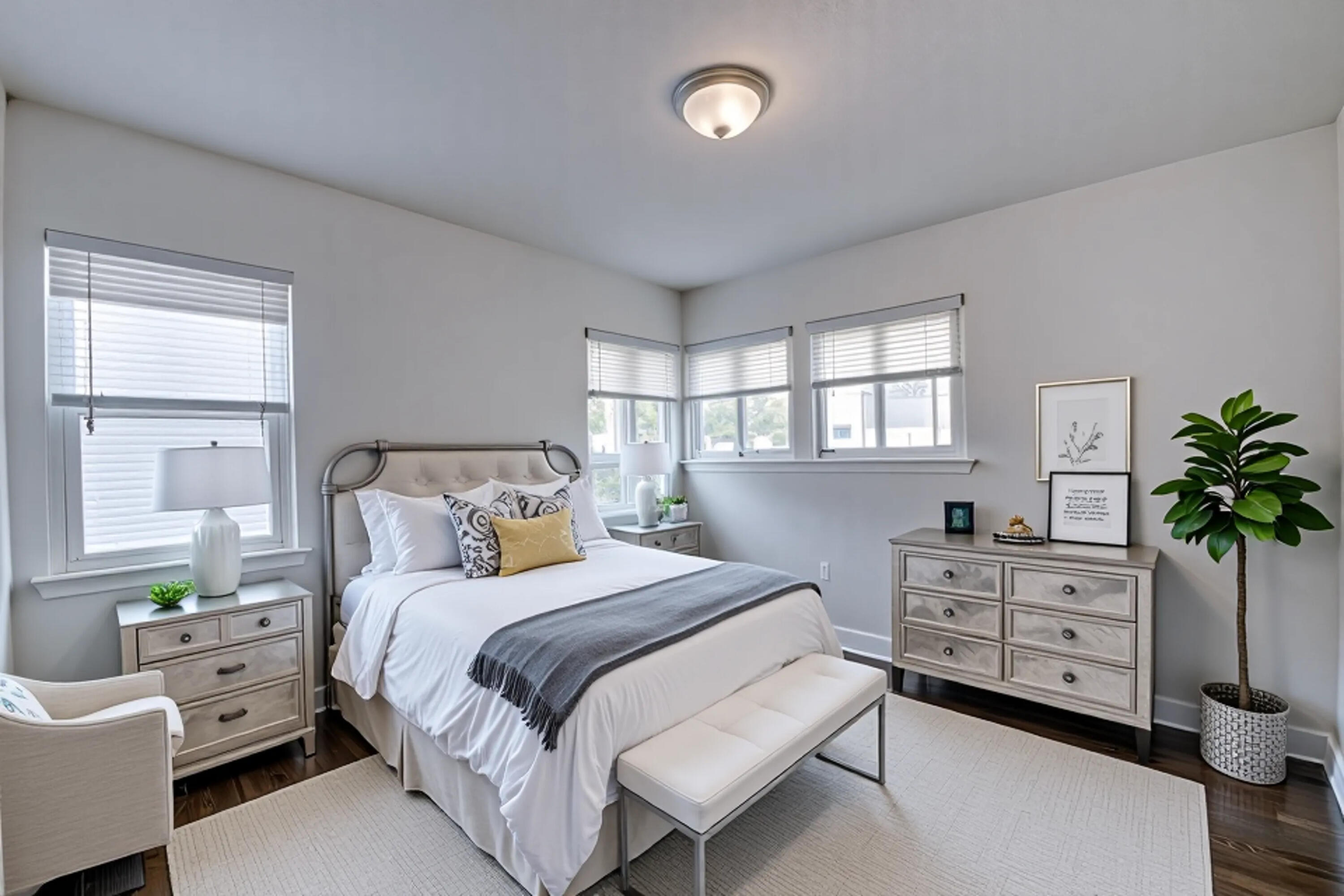 4409 East 11th Avenue Gary, IN 46403 - Photo 20 of 32 a bedroom with bed and a potted plant