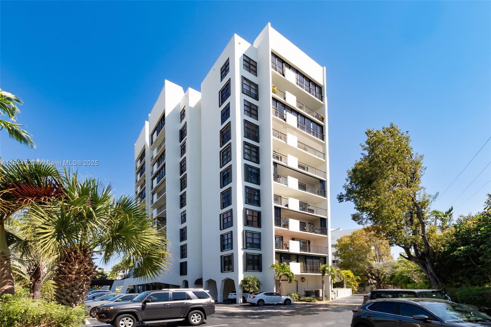 a view of a tall building and a street