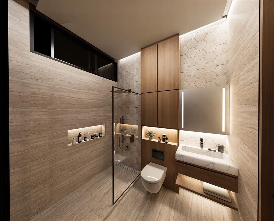 4930 Northeast 28th Avenue Lighthouse Point, FL 33064 - Photo 17 of 22 a bathroom with a toilet sink and mirror