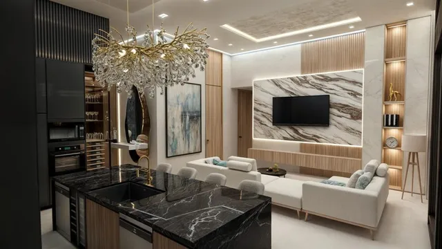 a living room with furniture and a flat screen tv