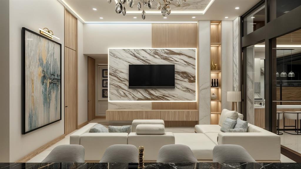 4930 Northeast 28th Avenue Lighthouse Point, FL 33064 - Photo 5 of 22 a living room with furniture and a flat screen tv