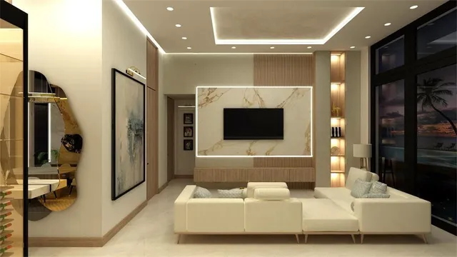 a living room with furniture and a flat screen tv