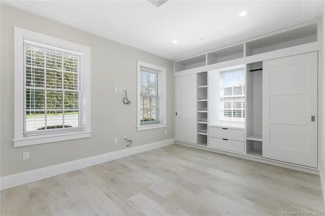 an empty room with windows