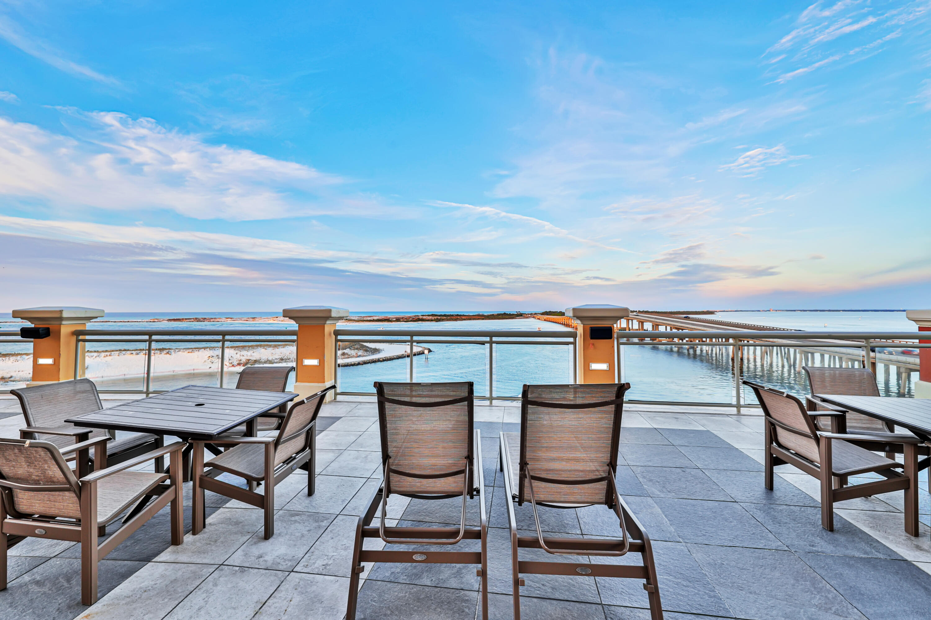 10 Harbor Boulevard, Unit E205H Destin, FL 32541 - Photo 26 of 30 a view of a terrace with furniture and stove