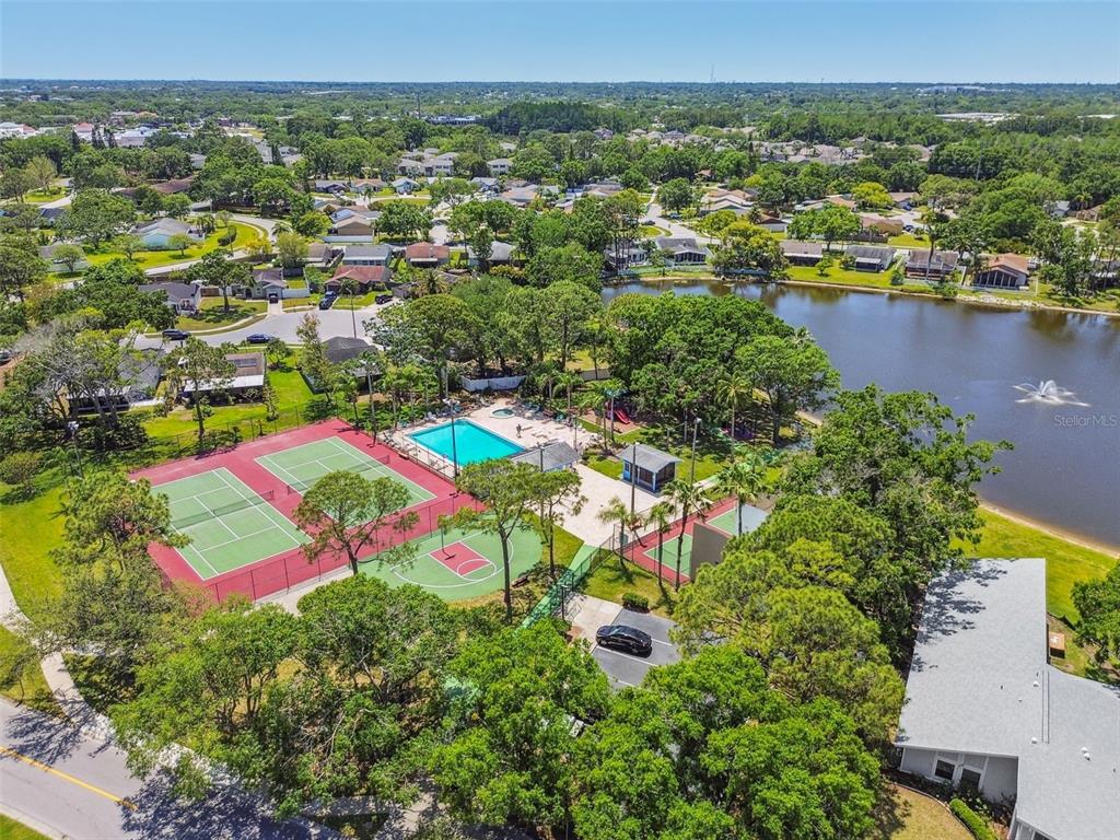 134 Sycamore Lane, Unit H Oldsmar, FL 34677 - Photo 43 of 44 an aerial view of residential houses with outdoor space and street view