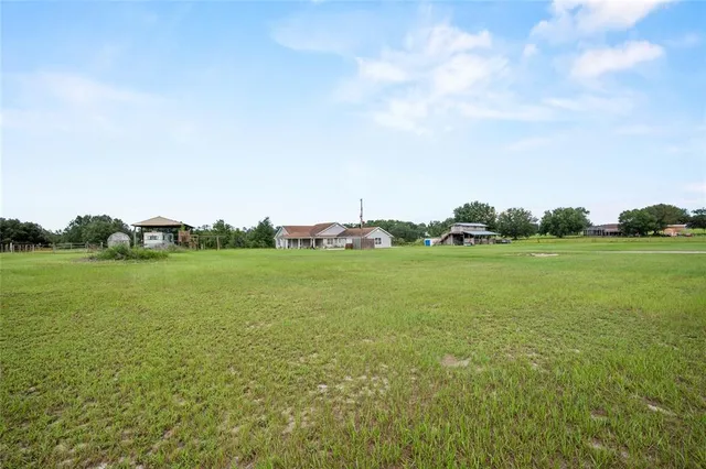 a view of a green field with clear sky