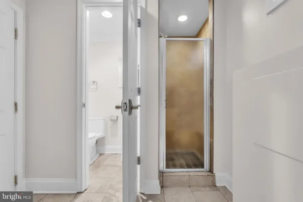 a view of a bathroom from a bathroom