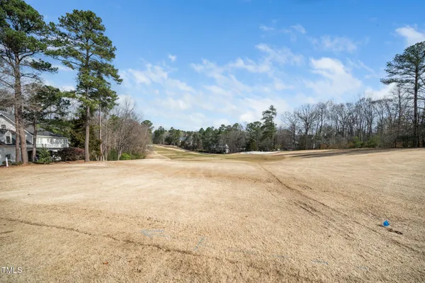a backyard of a building with trees