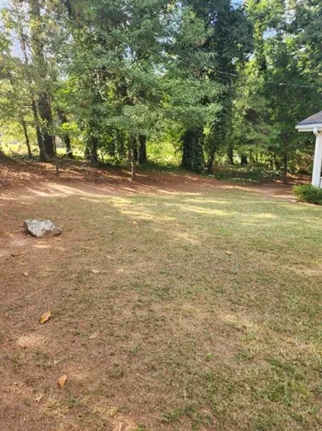 a view of a yard with a tree