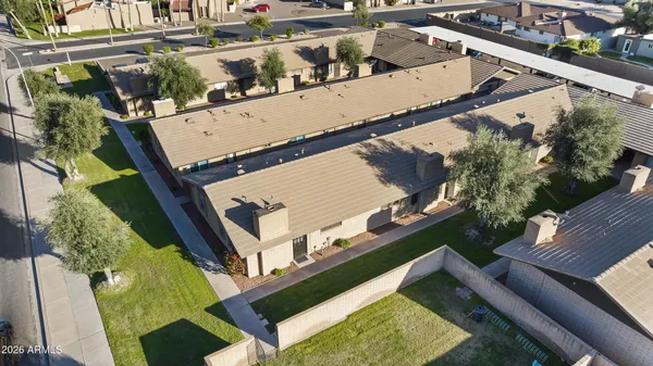 an aerial view of a city