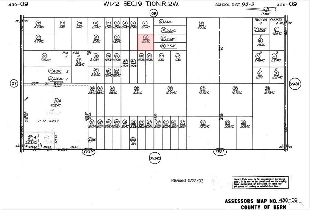 0 Vic Off Backus Rd/@35th Street Mojave, CA 93501 - Photo 5 of 6 Accessors plat map
