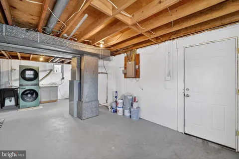 a storage room with wooden floor