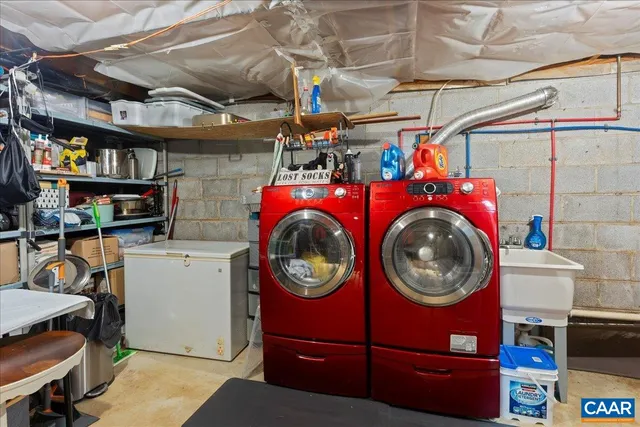 a view of a yard with large trees