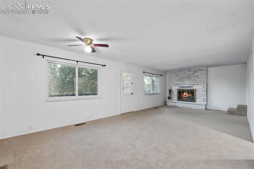 832 Spring Valley Drive Divide, CO 80814 - Photo 14 of 50 an empty room with windows and fireplace