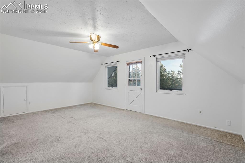 832 Spring Valley Drive Divide, CO 80814 - Photo 23 of 50 an empty room with windows and chandelier fan