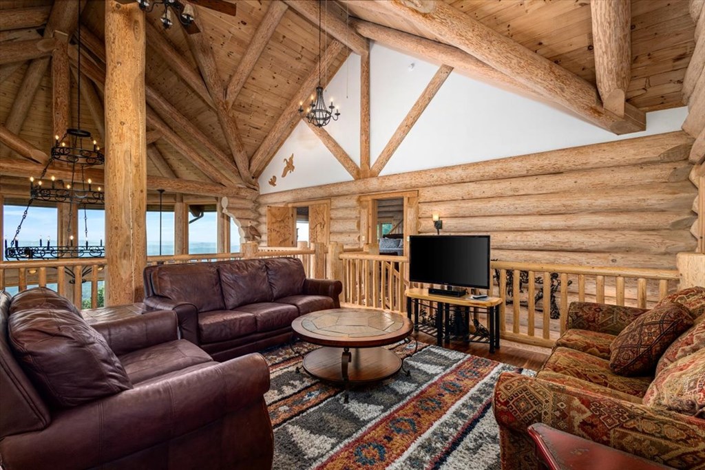 373 Rising Star Lane Mineral Bluff, GA 30559 - Photo 71 of 98 a living room with furniture a flat screen tv and a floor