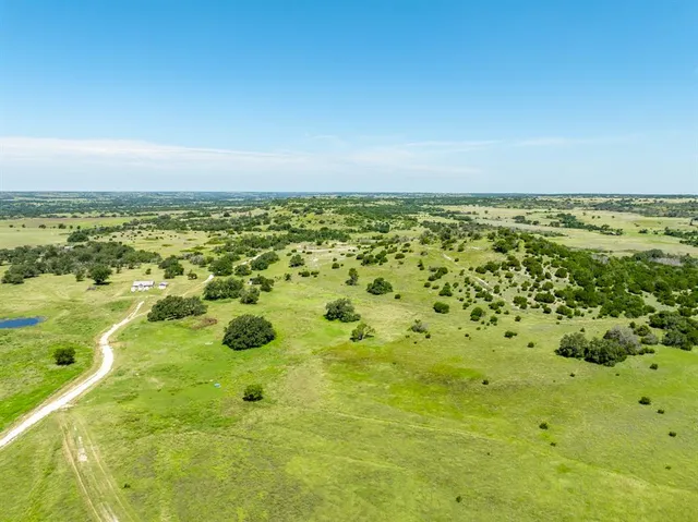 a view of a field with an ocean