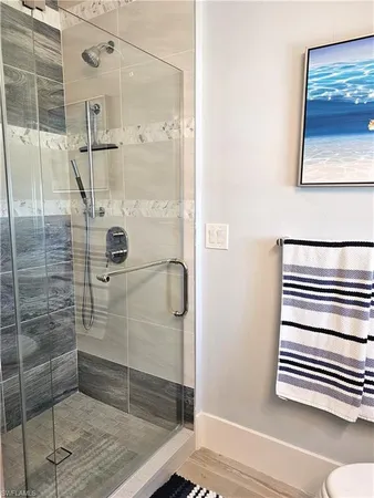 a bathroom with a shower