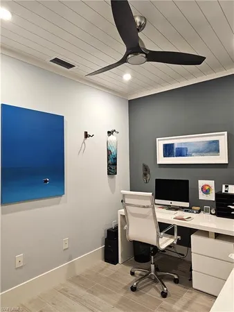 a workspace with furniture