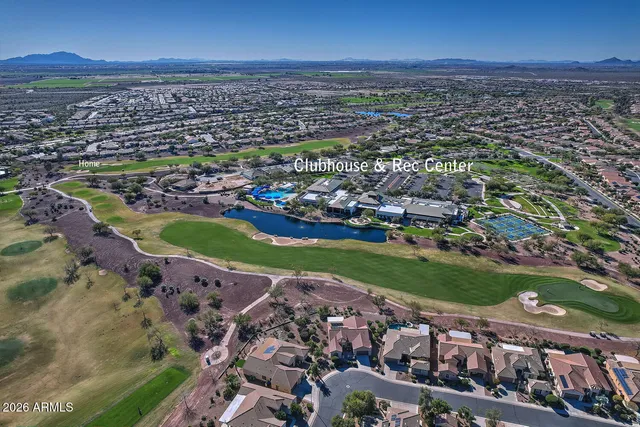 an aerial view of outdoor space swimming pool and outdoor seating