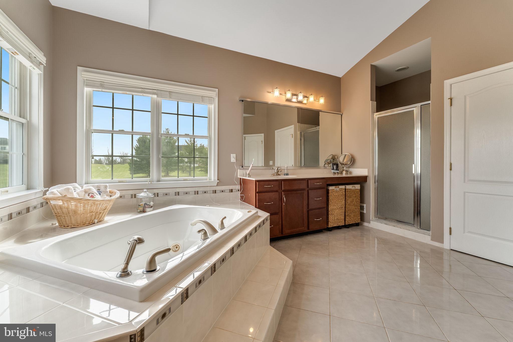 11 Baker Way Pennington, NJ 08534 - Photo 25 of 41 a large bathroom with a tub a sink and mirror