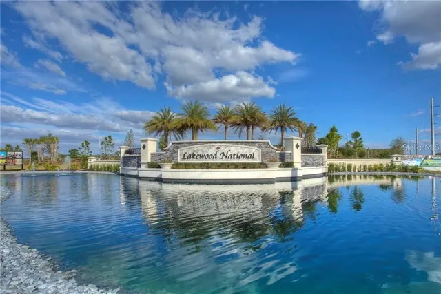 a view of a lake with houses
