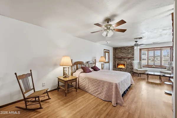 a bed room with a bed and a couch