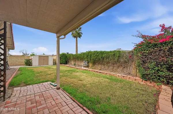 a view of an outdoor space with seating area