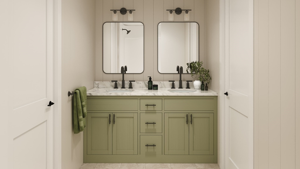 73 Pine Tree Road, Unit 73 Holden, MA 01520 - Photo 14 of 22 a bathroom with a double vanity sink and a mirror
