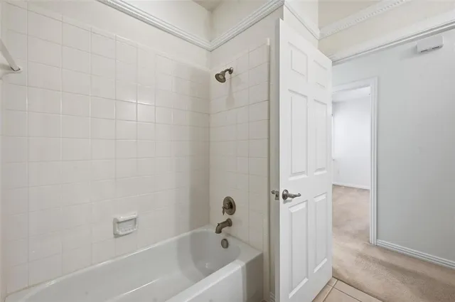a bathroom with a bathtub