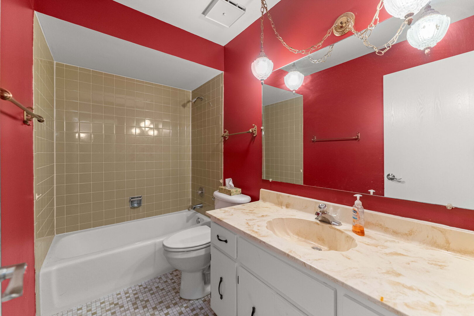 9122 South Pulaski Road, Unit 2E Oak Lawn, IL 60453 - Photo 8 of 16 a bathroom with a granite countertop sink a toilet and shower