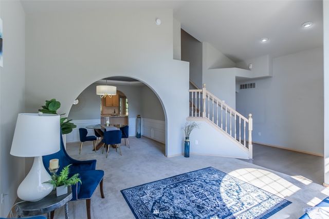 a living room with furniture
